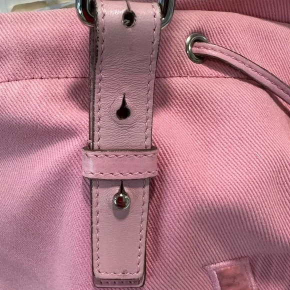 ๐ฏAuthentic Yves Saint Laurent Kahala Pink Canvas & Velvet YSL Logo Tote Bag - Picture 9 of 11